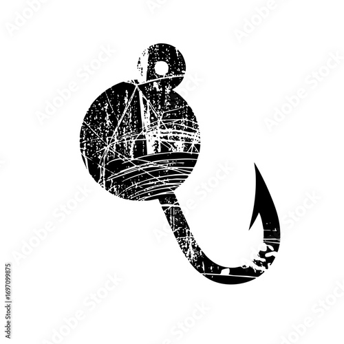 Vector Detailed fishing lure with a sharp hook.