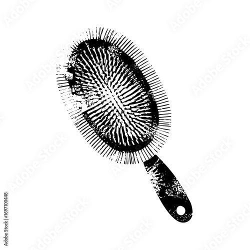 Vector Detailed vector of a hairbrush with bristles.