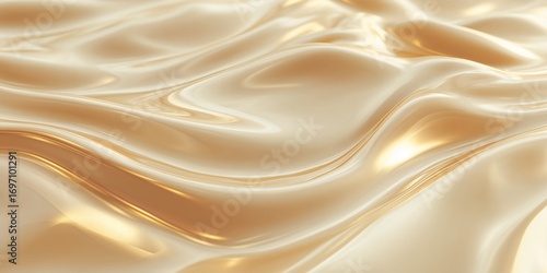 smooth creamy liquid surface with gentle ripples, floating golden reflections, ivory and warm beige palette