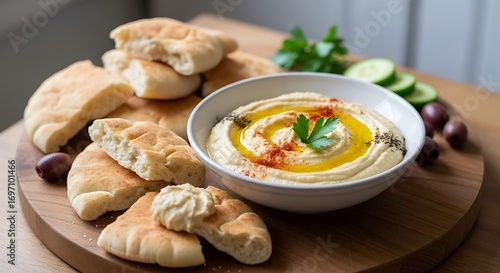 Wallpaper Mural Hummus and pita flatbread. Torontodigital.ca