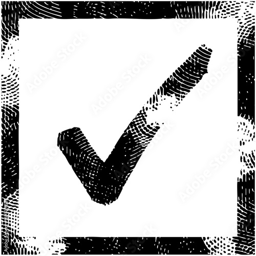 Vector Bold checkmark within a textured square frame.