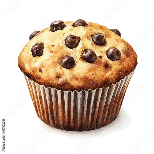 watercolor of Muffin, vector, isolated on a white background.