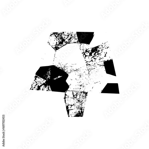 Vector Abstract geometric explosion with fragmented shapes.