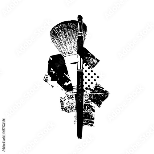 Vector Stylized makeup brushes with cosmetic details.