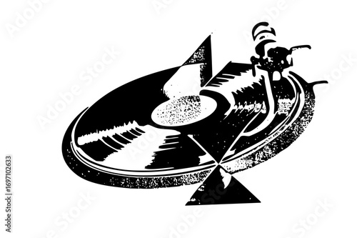 Vector Abstract insect piloting a futuristic disc craft .