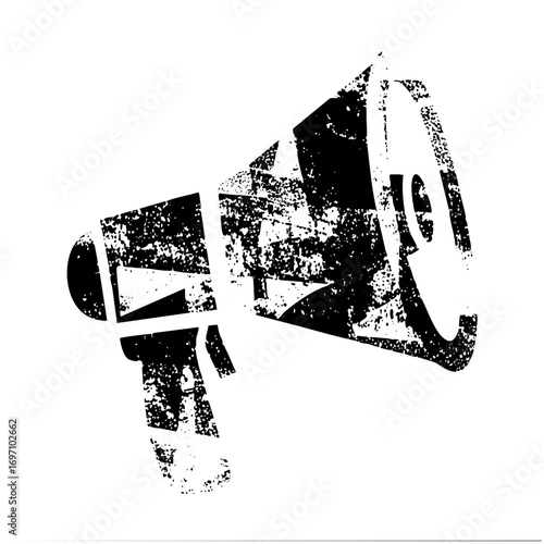 Vector Distressed megaphone conveys announcement or proclamation.