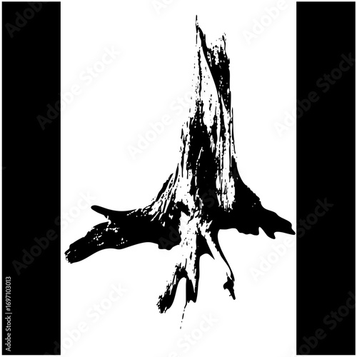 Vector Abstract tree stump with textured branches.