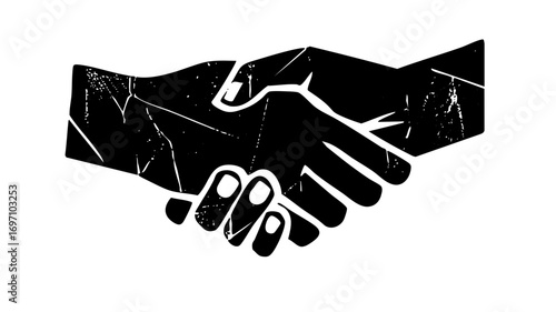 Vector Bold handshake with distressed texture.