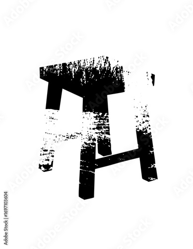 Vector Abstract black vector stool with distressed texture.