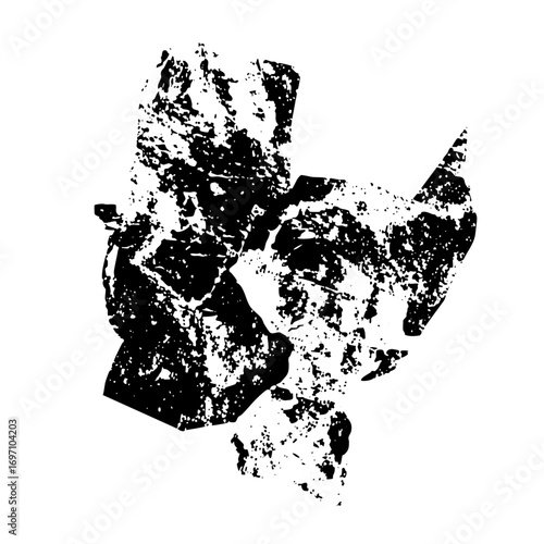 Vector Abstract black element resembling fractured stone or geological formation.