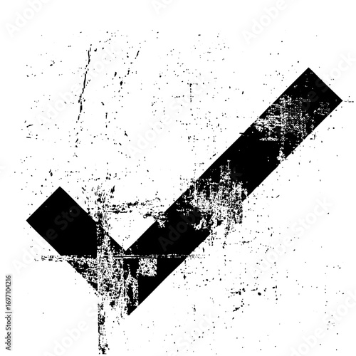 Vector Distressed checkmark with a grunge texture.