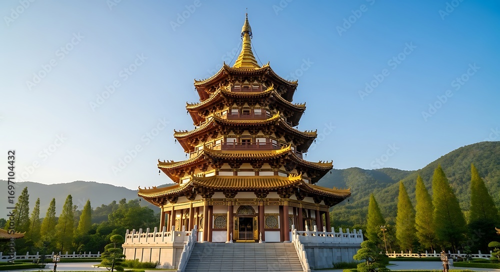 Fototapeta premium Pagoda Temple Golden Tower.