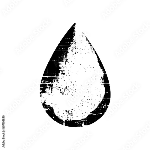 Vector Distressed droplet with a textured grunge effect.
