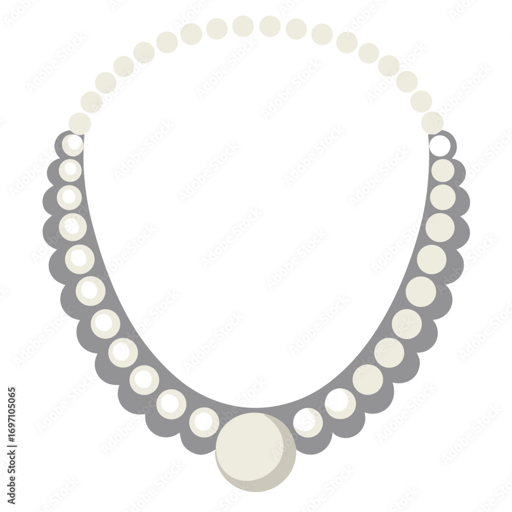 Obraz premium Classic single strand pearl necklace with a large central pearl and scalloped setting jewelry accessory