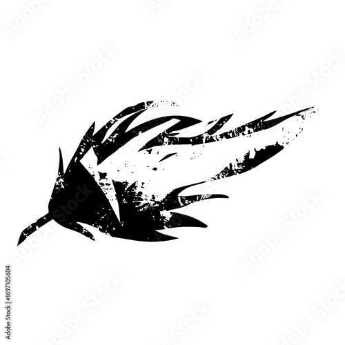 Vector Abstract black bird silhouette with dynamic wing strokes.