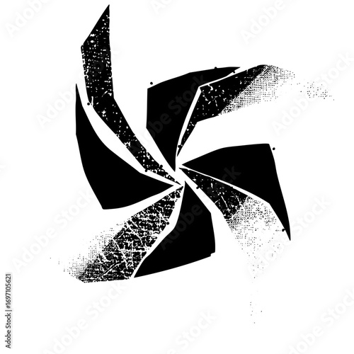 Vector Abstract swirling vortex with geometric shapes.