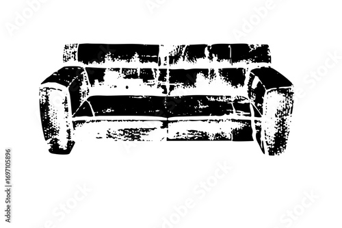 Vector Black and white of a modern sofa.