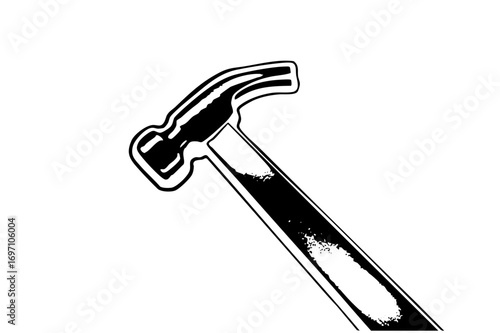 Vector Black and white of a claw hammer tool.