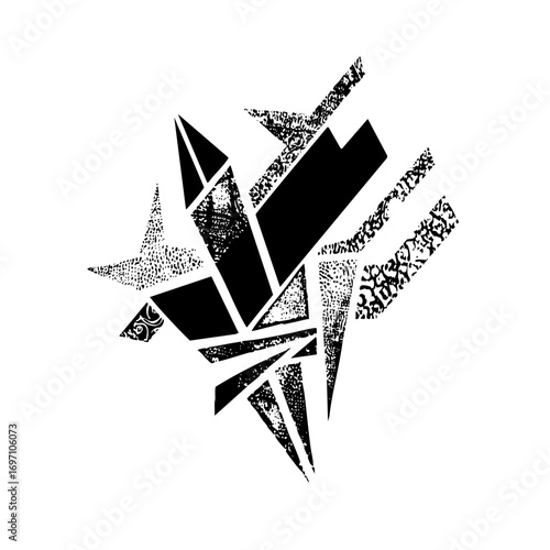 Vector Dynamic abstract explosion of fragmented geometric shapes.