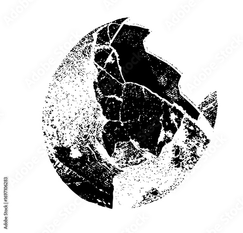 Vector Abstract broken globe depicts global fracture.