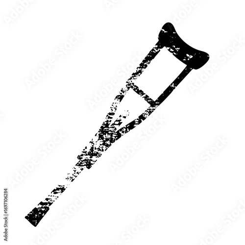 Vector Distressed crutch represents injury and healthcare support.