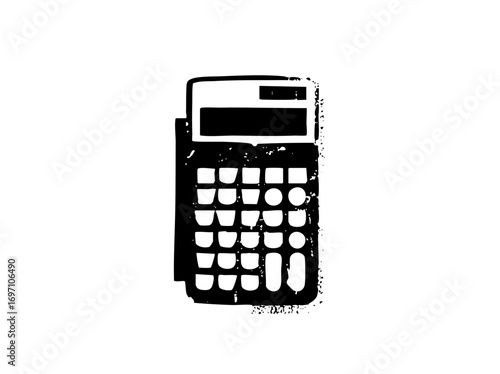 Vector Black silhouette of a vintage calculator .