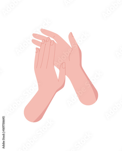 Flat style clapping hands gesture as a symbol of applause and support sticker. Celebration of solidarity and human connection, colorful abstract design for community happy moments.