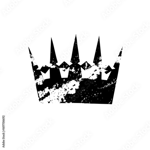 Vector Black crown with distressed texture.