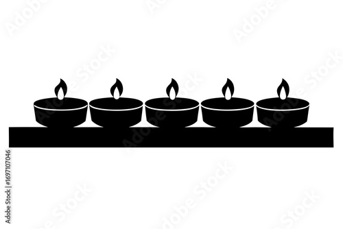 Row of Oil Lamps Icon – Symbol of Light, Devotion, and Religious Ritual