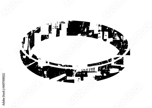 Vector Abstract distressed oval frame .