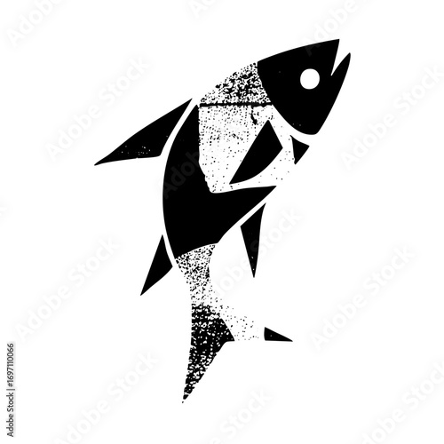 Vector Dynamic fish features abstract shapes and textures.