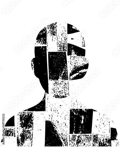 Vector Abstract portrait of a man constructed from geometric shapes.