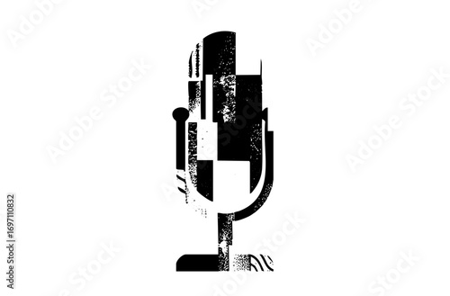 Vector Abstract microphone with distressed texture.