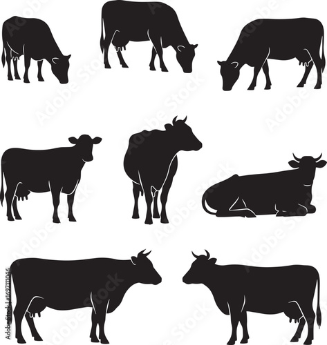 farm animals vector set of cow.