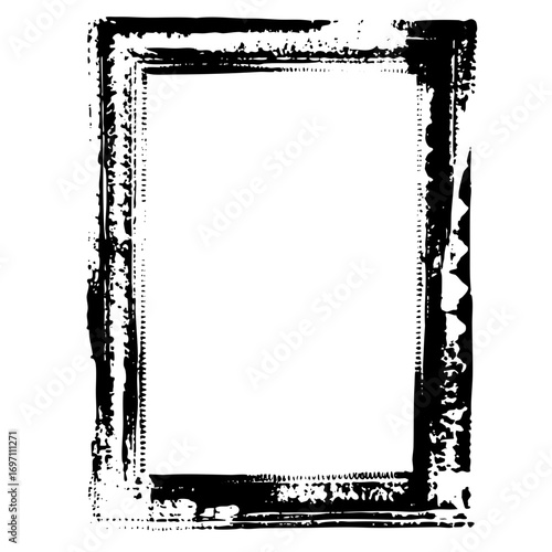 Vector Distressed rectangular frame with textured edges.