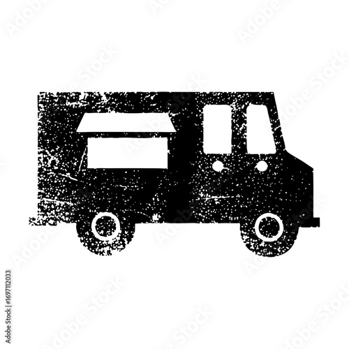 Vector Black silhouette of a food truck .