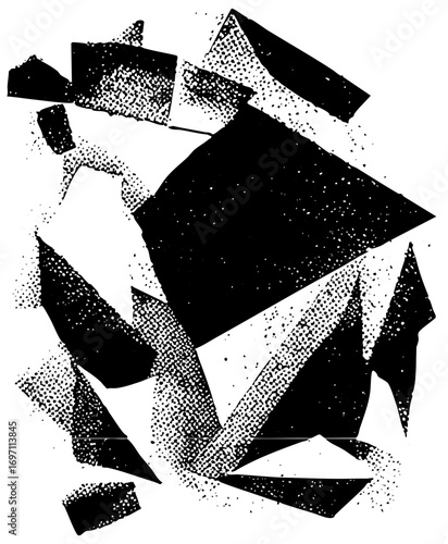 Vector Dynamic geometric shapes create an abstract black and white composition.