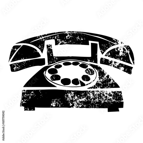 Vector Vintage rotary telephone with distressed texture.