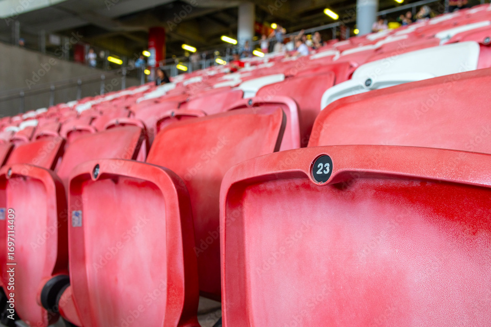 Fototapeta premium Seat number on red seating patch.