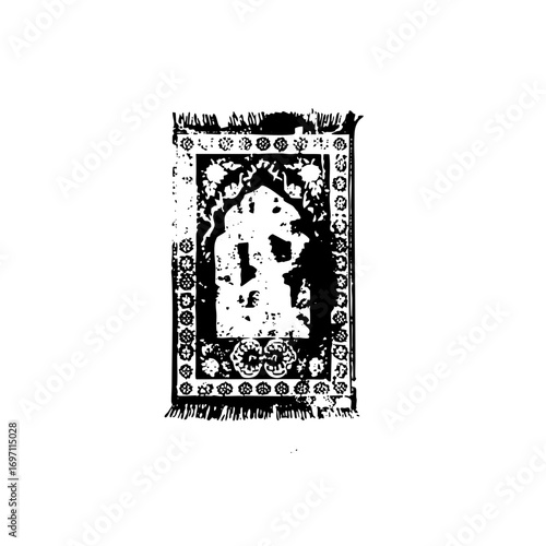 Vector Detailed prayer rug with arched niche .