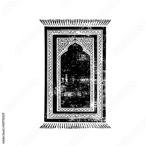 Vector Detailed prayer rug with arched niche .