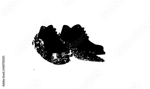 Vector Black footwear depicts running shoes in a dynamic pose.
