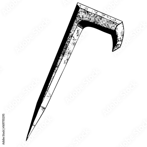 Vector Vintage blade with a curved hook.