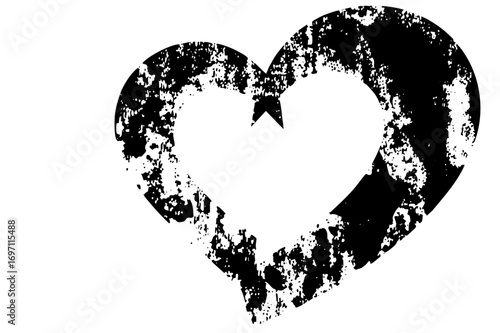 Vector Distressed black heart with fragmented edges.