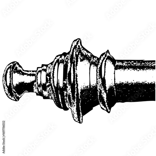 Vector Ornate curtain rod finial features a detailed decorative .