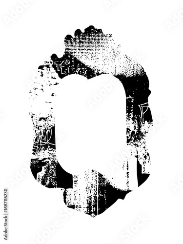 Vector Abstract profile of a regal figure with a textured crown.