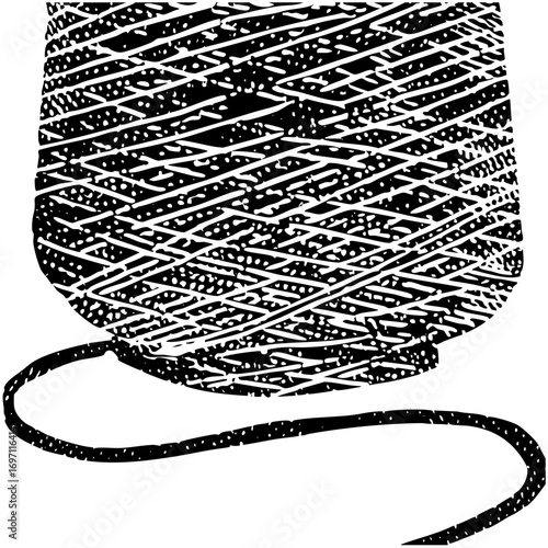 Vector Detailed of a yarn spool with trailing thread.