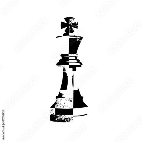 Vector Abstract chess king with dissolving effect.