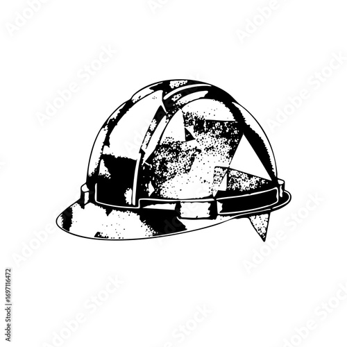 Vector Detailed vector of a damaged construction helmet.