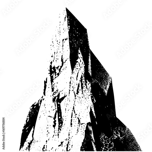 Vector Dramatic mountain peaks in monochrome style.